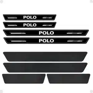 Kit Soleira Protetor Porta Premium Polo 2002 2003 Até 2021 Preto