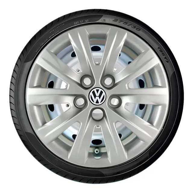 Jogo 4 Calotas Aro 15 Vw Fox Spacefox Polo Com Emblema Prata