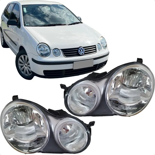 Par Farol Polo 2003 2004 2005 2006 Duplo Máscara Cromada