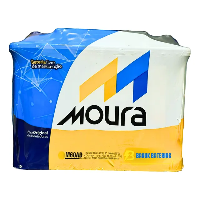 Bateria Moura 60ah - Vw Polo 1.6/1.8/2.0 (2003 A 2015) M60ax