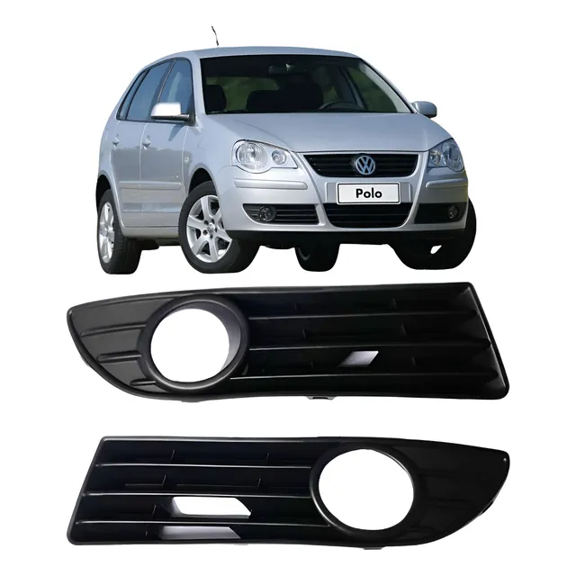 Par Grade Parachoque Polo Vw 07 08 09 10 11 12 C/furo Milha Preto Ambos Os Lados